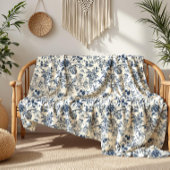 Blaue Rose Vine Pattern Toile Fleecedecke