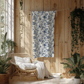 Blaue Rose Vine Pattern Toile Fleecedecke