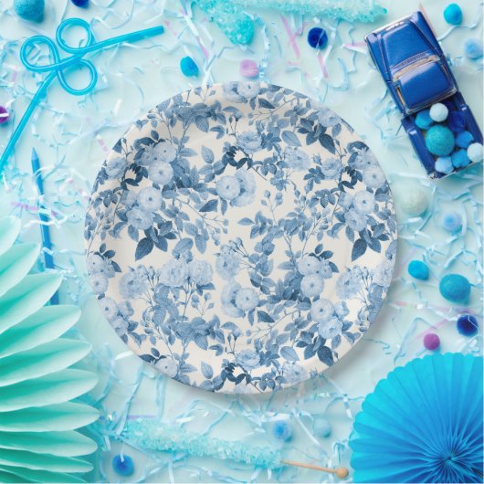 Blaue Rose Vintag Botanischer Garten Pappteller (Party)