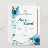 Blaue Rose Wasserfarbe Einladung (Vorderseite)