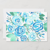 Blaue Rose Wasserfarbe Save the Date Einladung (Rückseite)