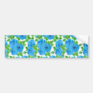 Blaue Rose Wasserfarbenmuster Autoaufkleber