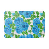 Blaue Rose Wasserfarbenmuster Badematte (Vorderseite)