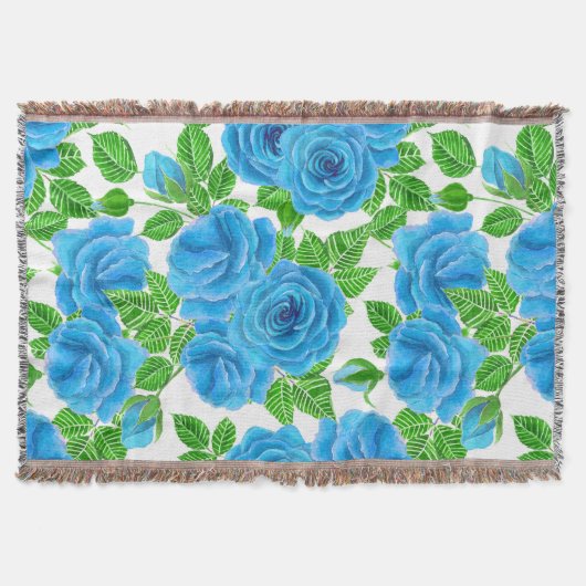 Blaue Rose Wasserfarbenmuster Decke (Vorderseite)