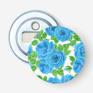 Blaue Rose Wasserfarbenmuster Flaschenöffner