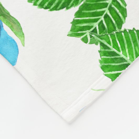 Blaue Rose Wasserfarbenmuster Fleecedecke (Ecke)