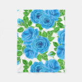 Blaue Rose Wasserfarbenmuster Fleecedecke (Vorderseite)