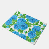 Blaue Rose Wasserfarbenmuster Fußmatte (Schrägansicht)