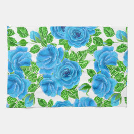 Blaue Rose Wasserfarbenmuster Handtuch