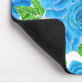 Blaue Rose Wasserfarbenmuster Mousepad (Ecke)