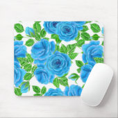 Blaue Rose Wasserfarbenmuster Mousepad (Mit Mouse)