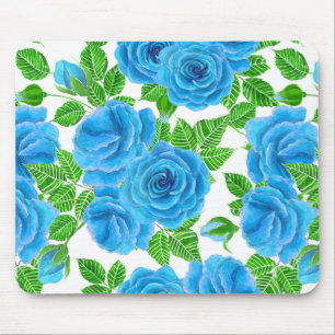 Blaue Rose Wasserfarbenmuster Mousepad