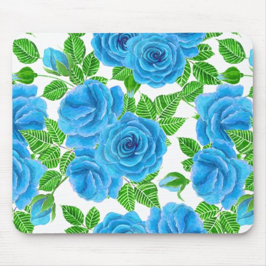 Blaue Rose Wasserfarbenmuster Mousepad (Vorne)