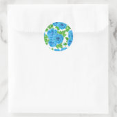 Blaue Rose Wasserfarbenmuster Runder Aufkleber (Tasche)