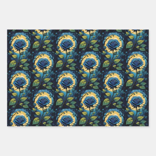 Blaue Rose Weinkollektion Geschenkpapier Set (Vorderseite 3)