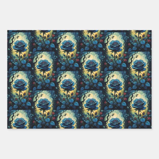 Blaue Rose Weinkollektion Geschenkpapier Set (Vorderseite)