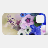 BLAUE ROSE, WEISSE ANEMONANTEILE BLUME MONOGRAMM Case-Mate iPhone HÜLLE (Rückseite (Horizontal))