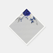 Blaue Rose, weiße Blume, graue Hochzeit Serviette (Ecke)