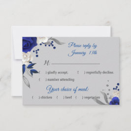 Blaue Rose, weiße Blume, graue Rsvp-Karte RSVP Karte