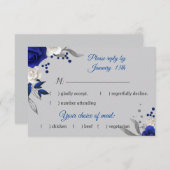 Blaue Rose, weiße Blume, graue Rsvp-Karte RSVP Karte (Vorne/Hinten)