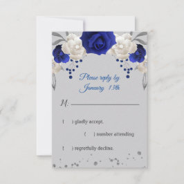Blaue Rose, weiße Blume, graue Rsvp-Karte RSVP Karte