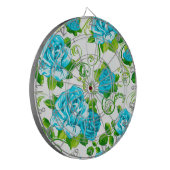 Blaue Rose Weißer Hintergrund Dartscheibe (Vorderseite Links)