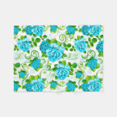 Blaue Rose Weißer Hintergrund Fleecedecke (Vorderseite (Horizontal))