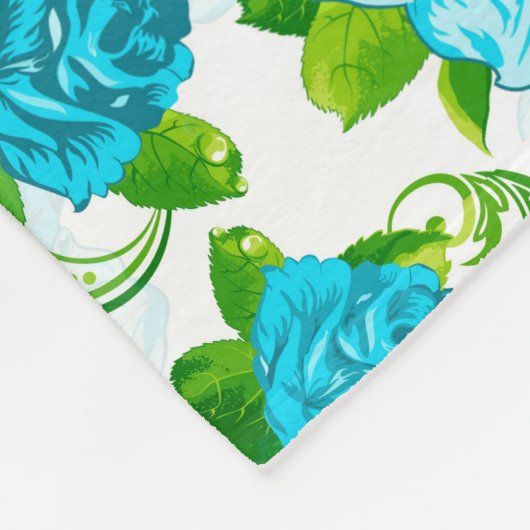 Blaue Rose Weißer Hintergrund Fleecedecke (Ecke)