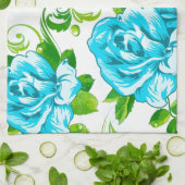 Blaue Rose Weißer Hintergrund Geschirrtuch (Gefaltet)