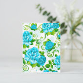 Blaue Rose Weißer Hintergrund Postkarte (Stehend Vorderseite)