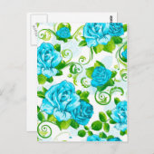 Blaue Rose Weißer Hintergrund Postkarte (Vorne/Hinten)