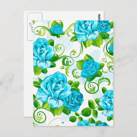 Blaue Rose Weißer Hintergrund Postkarte (Vorne/Hinten)