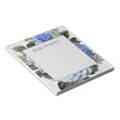 Blaue Rose Weißer rustikaler Holzname Notizblock (angewinkelt)