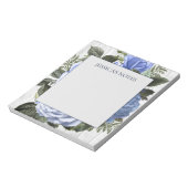 Blaue Rose Weißer rustikaler Holzname Notizblock (Rotiert)