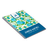 Blaue Rose Weißes Hintergrundmonogramm Notizblock (Rechte Seite)