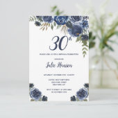 Blaue Rose zum Geburtstag Einladung (Stehend Vorderseite)