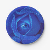 Blaue Rosebud-Rose-Blume Pappteller (Vorderseite)