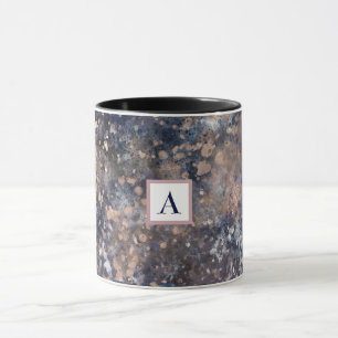 Blaue & roségoldene Spritzlack-Abstraktion Glamour Tasse