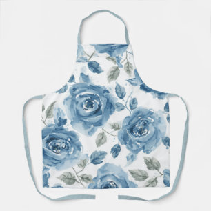 Blaue Rosen Aquarell Botanische Blüten Floral Schürze