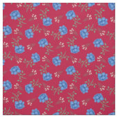 Blaue Rosen auf rotem Kattun Stoff (Muster)