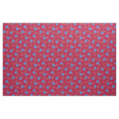 Blaue Rosen auf rotem Kattun Stoff (Fat Quarter (45,7 x 55,9 cm))