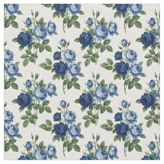 Blaue Rosen-Blumenmuster Stoff (Nahaufnahme)