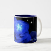 Blaue Rosen-Blumenmuster-Tasse Zweifarbige Tasse (VorderseiteRechts)