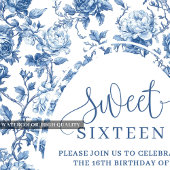 Blaue Rosen Chic Digitale Sweet 16 Einladung