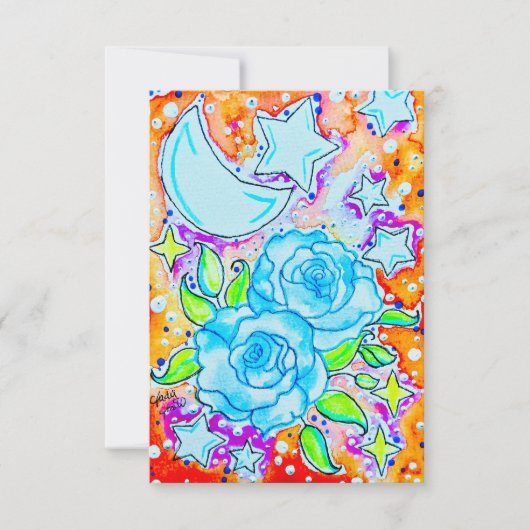 Blaue Rosen Einladung (Vorderseite)