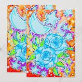 Blaue Rosen Einladung (Vorne/Hinten)