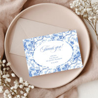 Blaue Rosen Elegante Florale Hochzeits-Dankeskarte