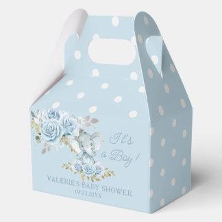 Blaue Rosen Floraler Elefant Junge Baby-Party Geschenkschachtel
