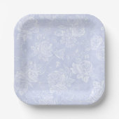 Blaue Rosen-Gartenparty Pappteller (Vorderseite)