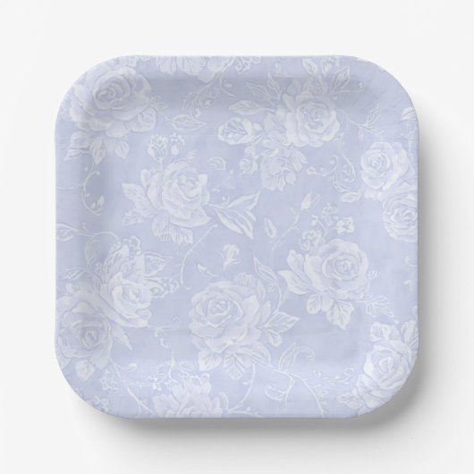 Blaue Rosen-Gartenparty Pappteller (Vorderseite)